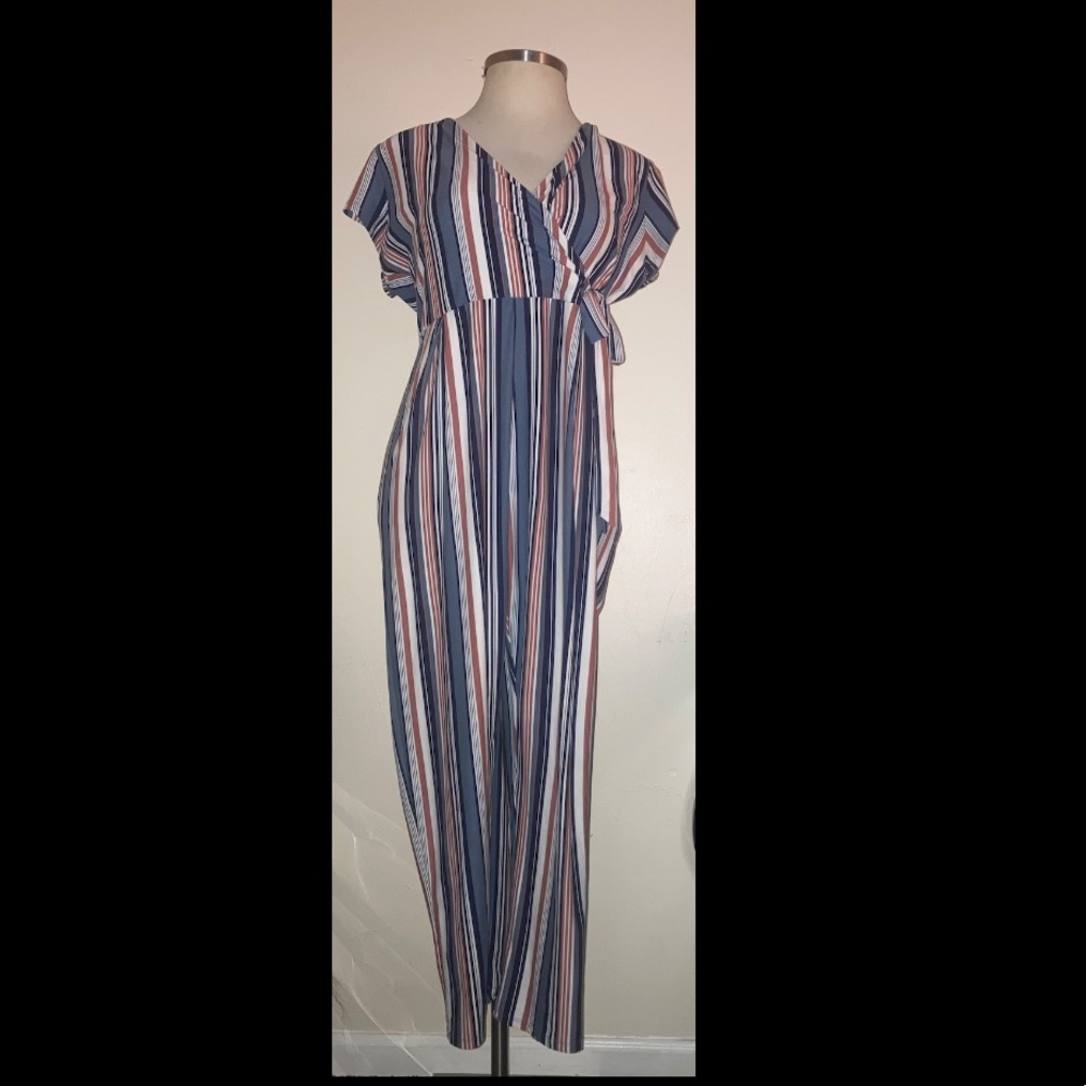 Striped pant romper